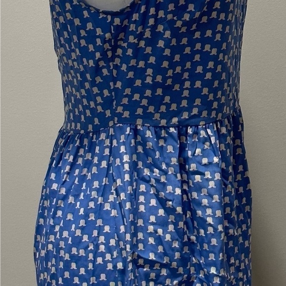 Anthropologie Needle & Thread Cornflower Blue & White Print Sleeveless Dress Med - Picture 2 of 5